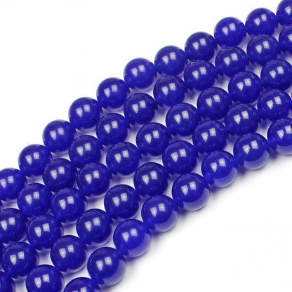 MJDCB Natural Stone Beads Sapphire Jade Round Loose Beads for Jewelry Making DIY Bracelet Necklace (10mm)