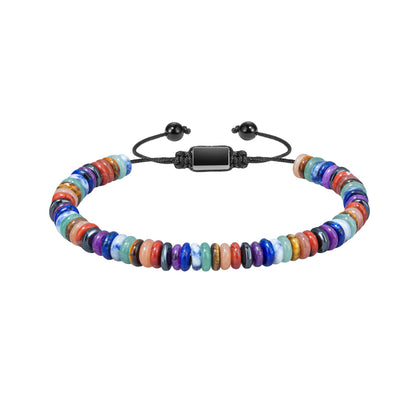 HXNIBATSAR Boho Style Natural Stone Beaded Bracelets for Men Women, Adjustable Healing Crystal Bracelets for Anxiety Relief, Unique Gifts for Him Her (Rainbow Aura)