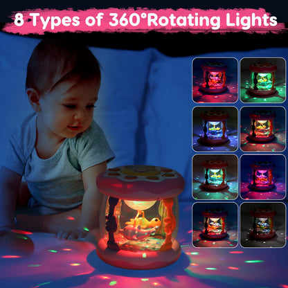 Baby Girl Toys 0-6 Months Ocean Projector Rotating Musical Light Up Tummy Time Toy Infant Aquarium 0-3 4 5 6 7 8 9 Months Crawling Toys Babies 6-12 Month Girl 1 Year Old Birthday Newborn Shower Gifts