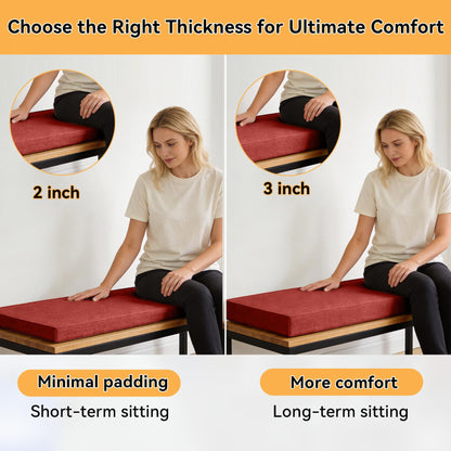 ROFIELTY Bench Cushion 30.5 inch, Durable Bench Cushions for Indoor Furniture, Non-Slip Window Seat Cushion Indoor, Personalized Custom Bench Cushion (Red, 30.5x11x2)