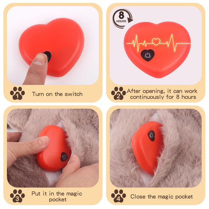 BEVERLYSHARK Heartbeat Puppy Toy Dog Anxiety Relief Calming Aid Heartbeat Stuffed Animal Behavioral Training and Sleep Aid Comfort Dog Toy Crate Training Heartbeat Dog Toy for Small Medium Large Dogs