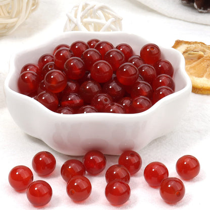 35pcs 10mm Natural Red Agate Gemstone Beads Energy Healing Crystal Round Loose Stone Beads for Jewelry Making, DIY Bracelets Necklaces