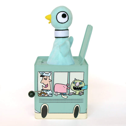 YOTTOY Mo Willems Collection | Jack-in-The-Bus Musical Box w/Pigeon Plush Toy - 5.5”x 5.5”x 5.5”