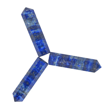 Amazing Gemstone Lapis Lazuli Crystal Points Bulk Healing Crystals and Stones - Pack of 3 Single Terminated Healing Wand Point Bulk Crystals for Crafts, Crystal Grid, DIY Work - Premium Crystals
