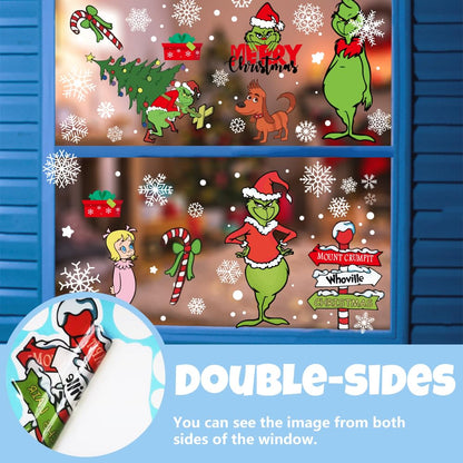 Waterproof Christmas Window Clings Xmas Window Stickers Double Sided Decals Home School Office