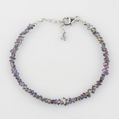 CRYSTALIS Natural Raw Colorful Herkimer Diamond Quartz Nuggets Adjustable Bracelet, High Grade Gemstones, Chakra Healing Stones, Gift Jewelry, 925 Sterling Silver Womens Bracelet 8 inch