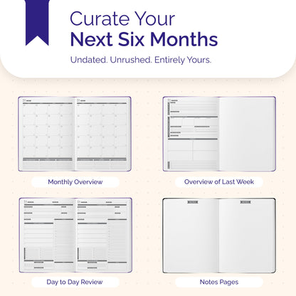 Panda Planner Pro A4 Daily Planner 2026 – 6 Month Undated Planner with Hourly Schedule, Large 8.5x11 Layout, To Do List, Daily Journal, Goal Planner, Habit Tracker & Gratitude Organizer for Home/Office – Purple