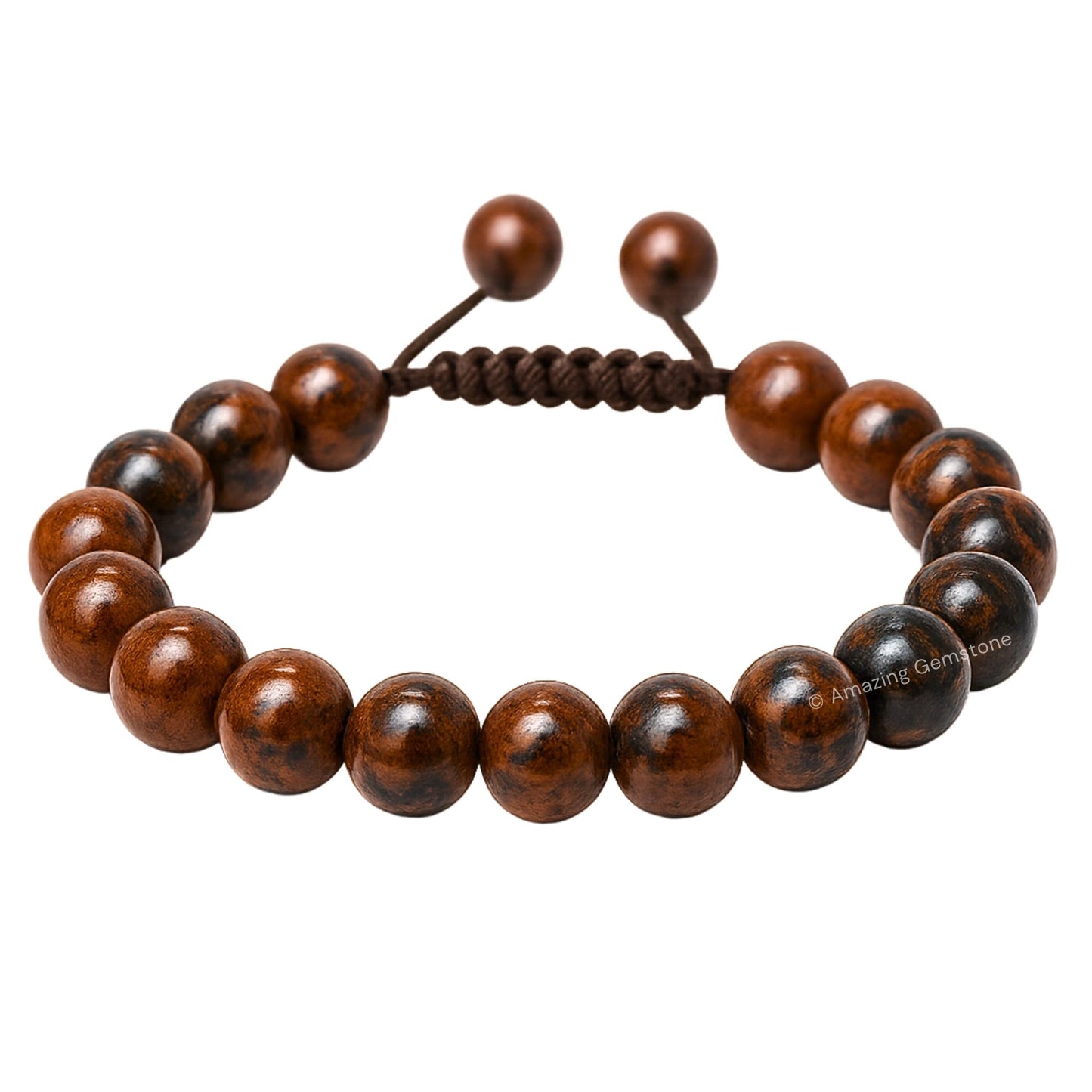 Amazing Gemstone Mahogany Obsidian Bracelet for Women Men's Gifts - Protection Healing Crystal Bracelet - 8mm Gemstones Beaded Adjustable Bracelet Pulseras Para Hombres Mujer Stocking Stuffers