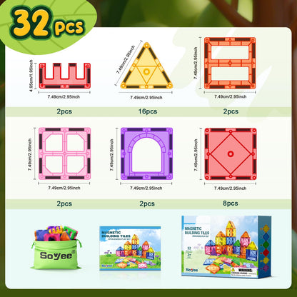 Magnetic Tiles Toddler Toys Magnetic Building Blocks for Kids Ages 3-12 STEM Educational Toys for Girls & Boys Sensory Toys for Kids with Autism Classroom Must Haves Outdoor Toys