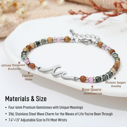 TONY & SANDY Inspirational Gifts for Women, Wave Bracelet, Get Well Soon Gift Baskets for Woman, Thinking of You, Encouragement Valentines Her Sister Friend Motivational Easter Christmas