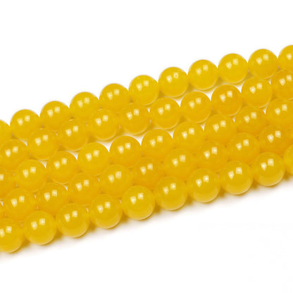 MJDCB Natural Yellow Jade Round Loose Beads for Jewelry Making DIY Bracelet Necklace (6mm)