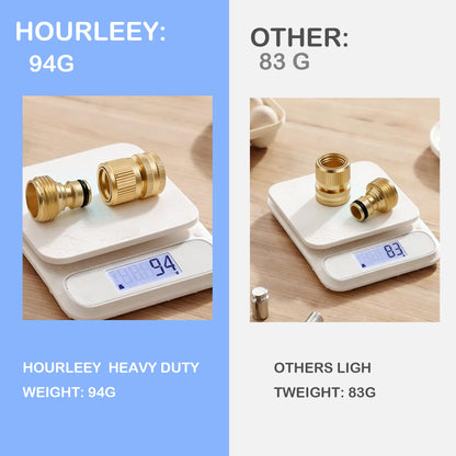Hourleey Garden Hose Quick Connector, Solid Brass 3/4 Inch GHT Thread Garden Quick Connect Kit, Male and Female No-Leak Water Hose Fittings (8 Set)