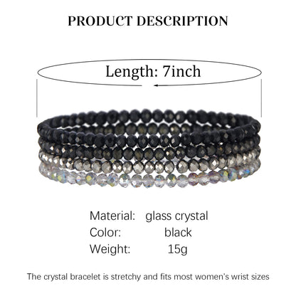 Noessla Beaded Boho Stretch Bracelet Colorful Stackable Crystal Beads Bracelets Trendy Costume Jewelry Mothers Day Gifts for Women(Black)