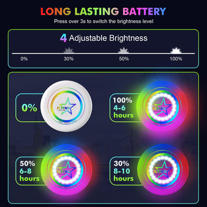Umnodobn Light Up Flying Disc Toy Kids, Adults, Teens – 7 Glow in the Dark Modes, 22 Bright LEDs, Rechargeable, Outdoor Flying Sport Disc for Night Games, Family Fun, Beach, Park, Camping