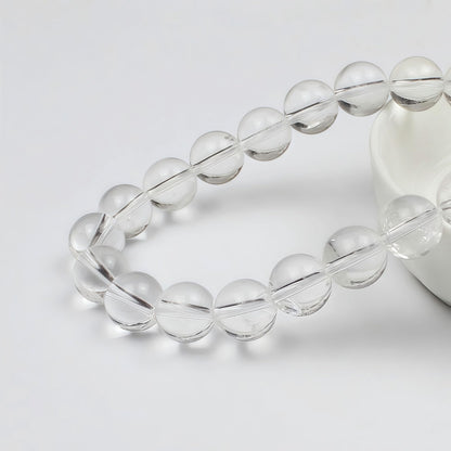MJDCB 7A Natural White Clear Quartz Round Beads Gemstone Beads for DIY Necklace Bracelat Jewelry Making Strand 15" (8mm)