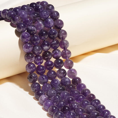 10mm Natural Amethyst Gemstone Beads Polished Round Smooth Stone Beads for Bracelets Jewelry Making 15inch Loose Beads