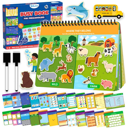 Skillmatics Busy Book for Preschoolers – Preschool Learning Activities, Mess-Free & Pre-Assembled, 150+ Reusable Stickers, Educational Homeschool & Travel Toy, Gift for Toddlers for Ages 3, 4, 5, 6