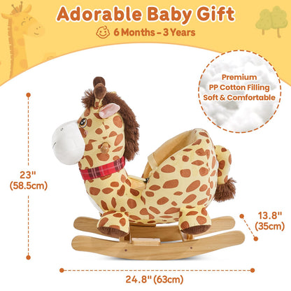 FUNLIO Giraffe Baby Rocking Horse for Toddlers 6 Months to 3 Years, Playful & Vivid Giraffe Rocker for Baby, Stuffed Plush Ride-on Rocking Animal, Easy to Assemble, CPC & CE Certified