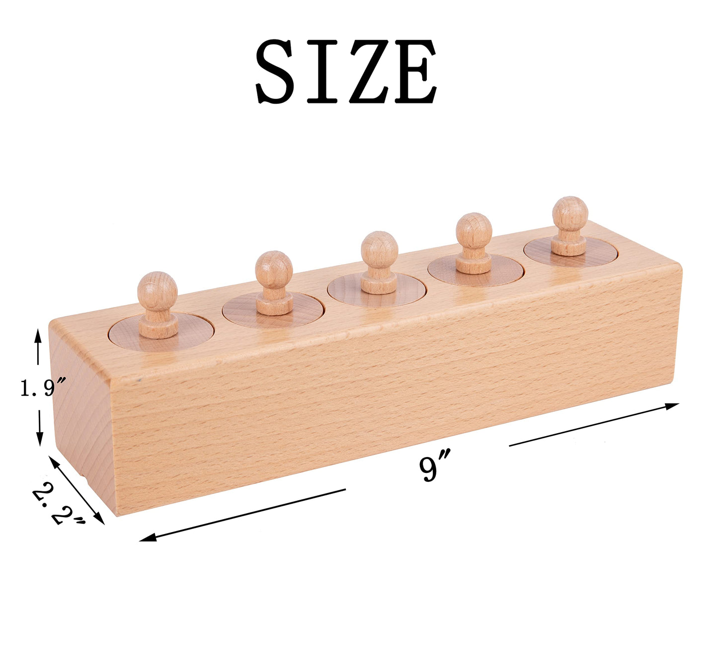 Montessori Toys for Babies 6-12 Months Wooden Knob Log Cylinder Blocks Development Sensory Toys for Toddlers Montessori Baby Games Educational Toys(4 Piece Set)