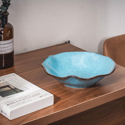 SYXUPUMI 8" Fruit Bowl for Kitchen Counter Decor,Lotus Leaf Shape Ceramic Decorative Bowl,Key Bowl for Entryway Table Modern Home Decor
