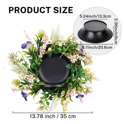 MOYEE Candle Holder Centerpieces for Tables,Candle Ring,Wreaths, Black Metal Candle Stick Paired Artificial Flowers 14 in Versatile Dining Table Centrepiece