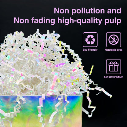 Corlcol 200g(7oz) crinkle paper filler grass Cushion Paper Streamer for Gift Box and Basket On Christmas Wedding Birthday Bridesmaid(Diamond White)