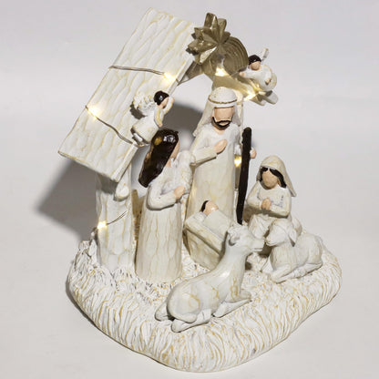 EBINGMIMA Nativity Set with LED Lights, Nativity Scene with Manger, Christmas Nativity Sets & Figures for Table Decoration