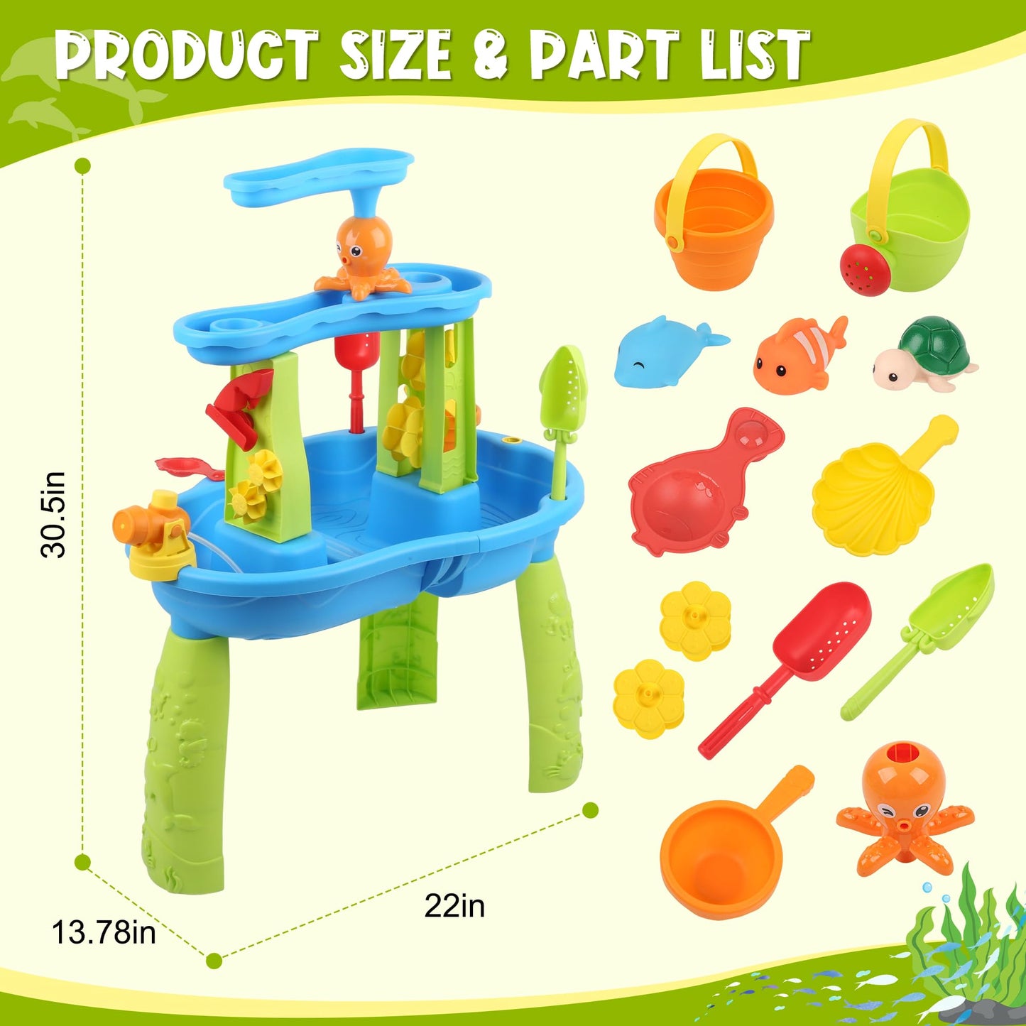 Hanyutom 2026 Upgraded Toddler Sand Water Table Toy, Summer Outdoor Beach Sensory Activity Playset and Water Table Toys, Party Birthday Gifts for Girl Boy Age 4+ (Blue)