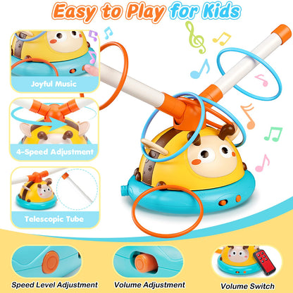 Birebebys Outdoor Toys for Kids 4-8, 4-in-1 Musical Jump Toy, Toss Ring & Baseball Game, Indside Outside Active Play Sports Toy for Toddlers Ages 3-5, for Boys Girls 3 4 5 6 7 8