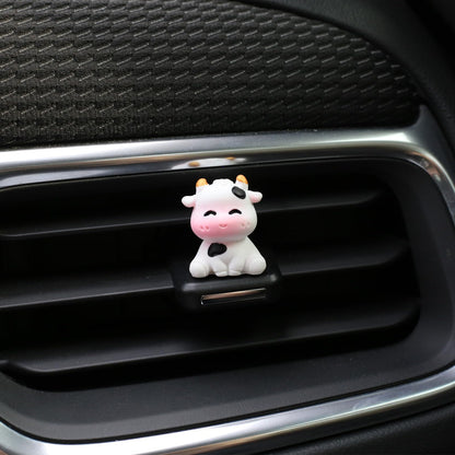 6 Pcs Mini Cows Car Accessories, Cow Print Dashboard Decorations & Rear View Mirror Ornaments, Cute Car Decor for Women Girl