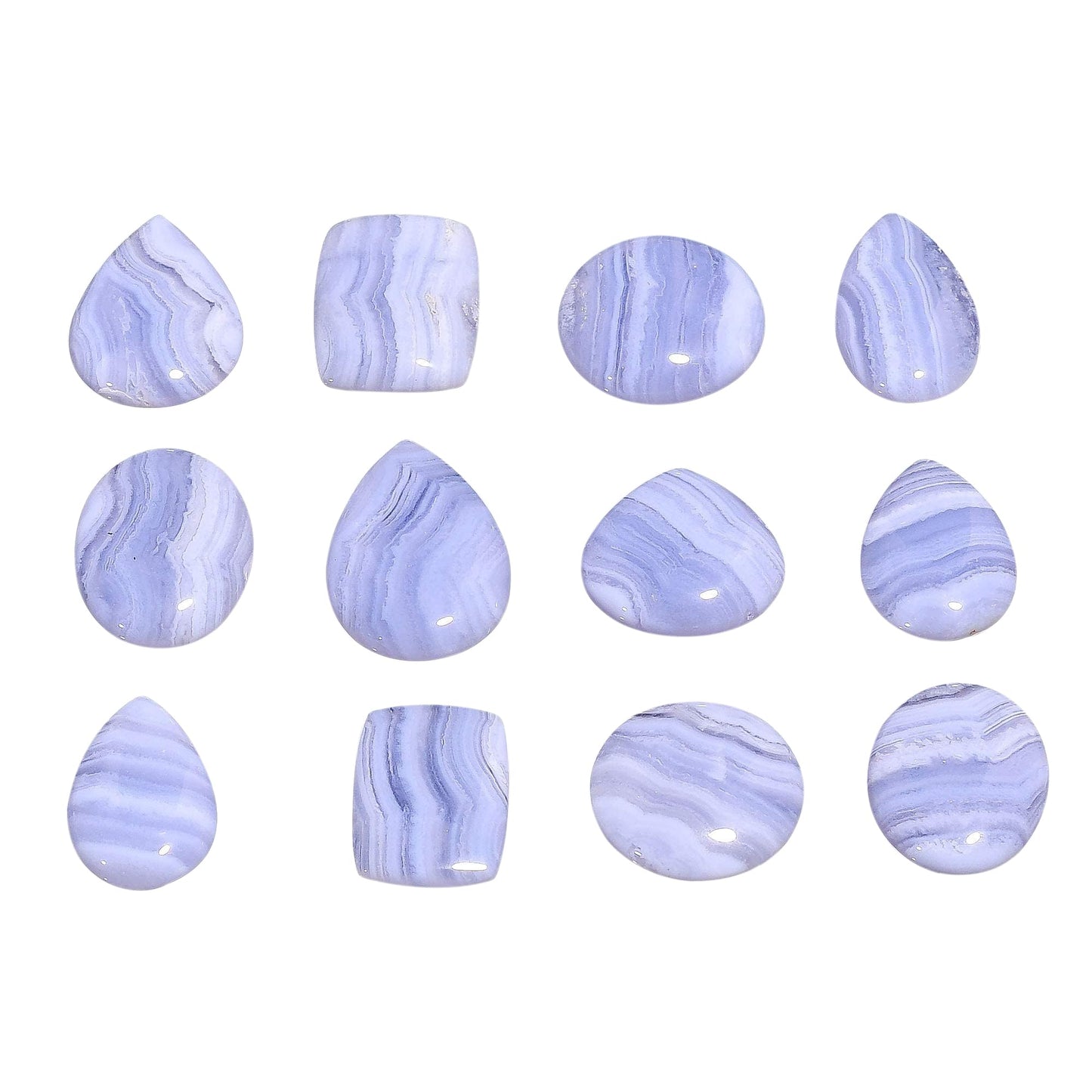 Gemkora 100 carats Natural Blue Lace Agate Gemstones Wholesale Cabochons Lot, Jewelry Making Loose Gemstone, Polished Gems, DIY, Wire Wrapping, Reiki, Wikka, Healing Crystals, Bulk Gemstone Deal