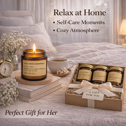 Scented Candles for Home, 8 Pack Soy Wax Candle Set, Aromatherapy Candles, Amber Jar Vintage Apothecary Style, 8 Scents Gift Set