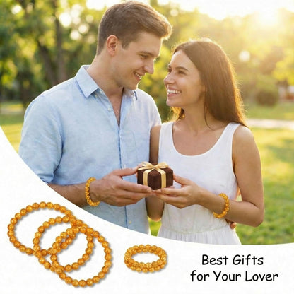 Yochus 45pcs Yellow Citrine Beads，8mm Healing Power Natural Stone Round Loose Beads for Jewelry Making Earring Necklace DIY Crafts
