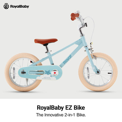 RoyalBaby EZ Kids Bike,12 Inch Convertible Balance to Pedal Bike for Boys & Girls,Beginner Bicycle for Ages 2-4 Years,Blue