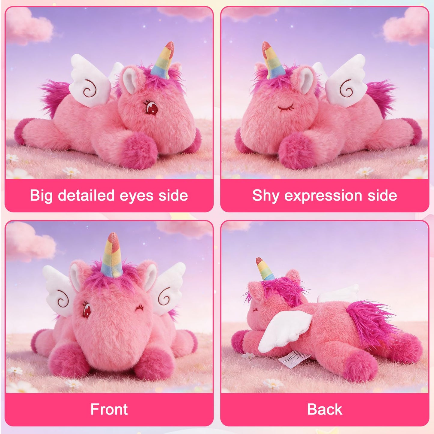 Slojkardon Weighted Unicorn Plush - 11" Pink Unicorn Stuffed Animal for Girls, Cute Huggable Weighted Stuffed Animals Soft Sensory Plushie Toy 0.8 lbs, Birthday Gifts for Kids & Adults