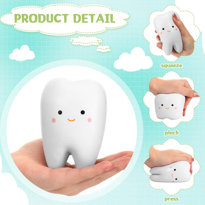 Shappy 12 Pcs Dentist Gift Teeth Jumbo Kawaii Teeth Slow Rising Squeeze Cute Tooth Cartoon Tooth Toy for Girls and Boys Soft Stress Relief Cute Squeeze Dental World Oral Health Day Gift