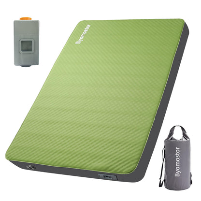 Byomostor 4" Ultra-Thick Foam & Air Camping Mattress with Built-in Rechargeable Air Pump, 9.5R Insulated Foam Air Mattress for Car, Truck, Rooftop Tent – Double Size, Portable All-Season Sleeping Pad