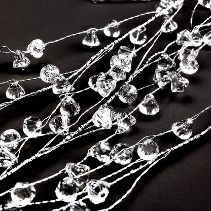 Cheerland Crystal Garland Strands Clear Ice Wire Crystal Garland for Winter Wonderland Party Decorations Diamond Hanging Wedding Decoration Accents Living Room Bedroom Mantel Wreath Decor Supplies