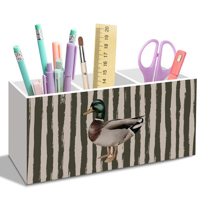 nvucamd Mallard Duck Pen Pencil Holder for Desk, Preppy Olive Ducks Office Desk Accessories, Trendy Cute Mallard Duck Pen Holders Organizer for Nursery Classroom Bathroom