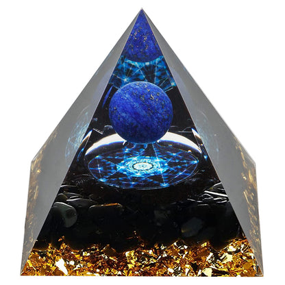 Orgone Pyramid, Lapis Lazuli Healing Crystal Pyramid and Orgonite Healing Stones, Protection Crystal Energy Generator for Meditation, Stress Reduce, Yoga