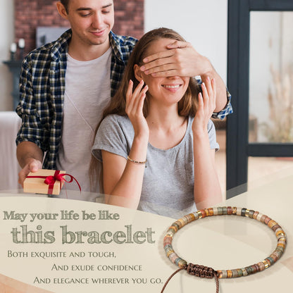 Gifts for Women Healing Natural Stone Bracelets with Positive Affirmations - Inspirational Gifts Jasper Bracelet - Get Well Soon Gifts for Mom Aunt Grandma Daughter in Law Best Friends, Birthday Christmas Valentine's Day Graduation Jewelry Gifts for Her