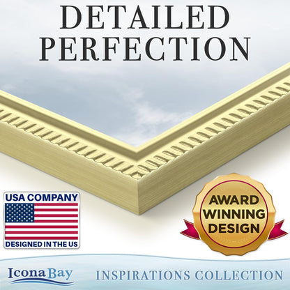 Icona Bay 5x7 Gold Picture Frame Beautifully Detailed Molding, Contemporary Picture Frame Set, Wall Mount or Table Top, Inspirations Collection