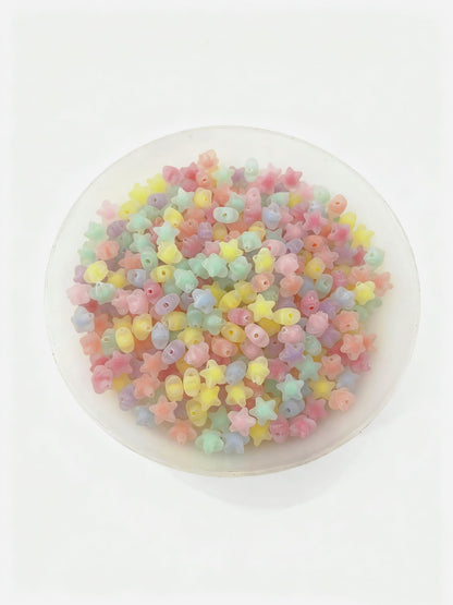 MoMolly 200 Pcs Beads for Crafts with Holes Pony Frosted Acrylic Filler Spacer Beads Bulk Star Shape for DIY Crafts Decoration and Jewelry Making