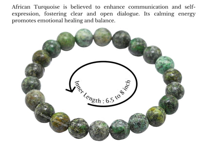 Amazing Gemstone Crystal Bracelet for Women Men's Gifts - Protection Healing Crystal Bracelet - 8mm Gemstone Beaded Stretchable Bracelet Pulseras Para Hombres Mujer Stocking Stuffers Mothers Day Gift (African Turquoise)