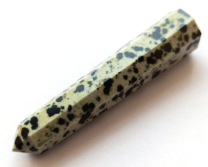 WholesaleGemShop 3 Inch Dalmantion Gemstones Obelisk Tower Jumbo Facet Aura Rock Crystal Natural Polished Earth Wand Spirit