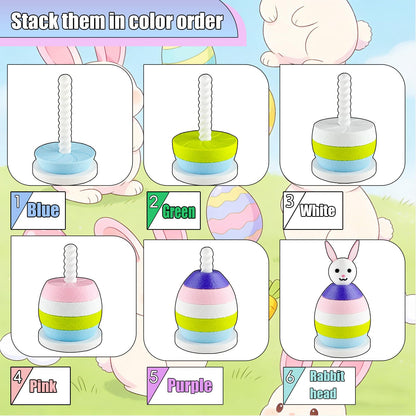 HQZBPT Spinning Stacking Toys Rainbow Rabbit Egg Montessori Sorting & Stacking Toys for Kids, Ages 6 Months to 3 Years