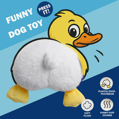 Fuzzwoof Duck Butt Funny Puppy Dog Toys, Hilarious Duck-Posterior Plush Dog Toy Emit Humorous Puff Sounds, Cute Stuffed Puppy Toys for Small Medium Large Dogs Accompany and Anxtiety Relief