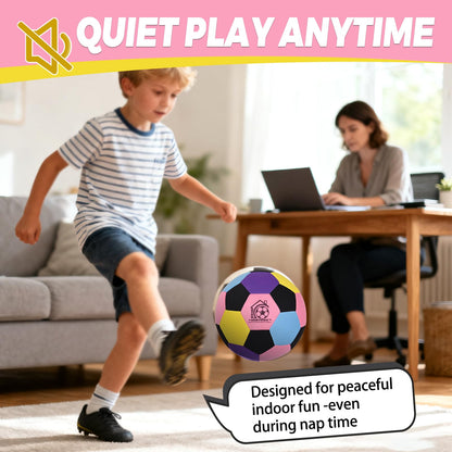 Noetifex Size 4 Soft Fabric Soccer Ball Safe Silent Indoor Ball for Youth, Lightweight House Training Ball for Dribbling & Juggling at Home(Deflated)