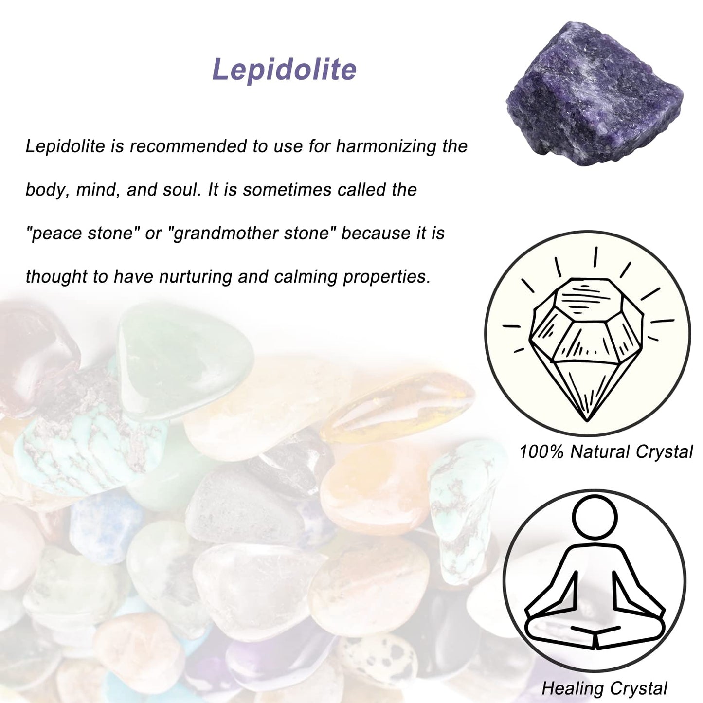 Lepidolite Raw Crystals, Large 1.25-2.0" Healing Crystals Natural Rough Stones Crystal for Tumbling, Cabbing, Fountain Rocks, Decoration, Polishing, Wire Wrapping, Wicca & Reiki