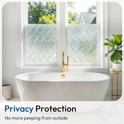 rabbitgoo Window Privacy Film, Decorative Privacy Window Film Sun Blocking, Frosted Glass Cling for Home Door, Non-Adhesive Static Cling Sticker Covering Heat Blocker, Clear, 17.5" x 78.7"